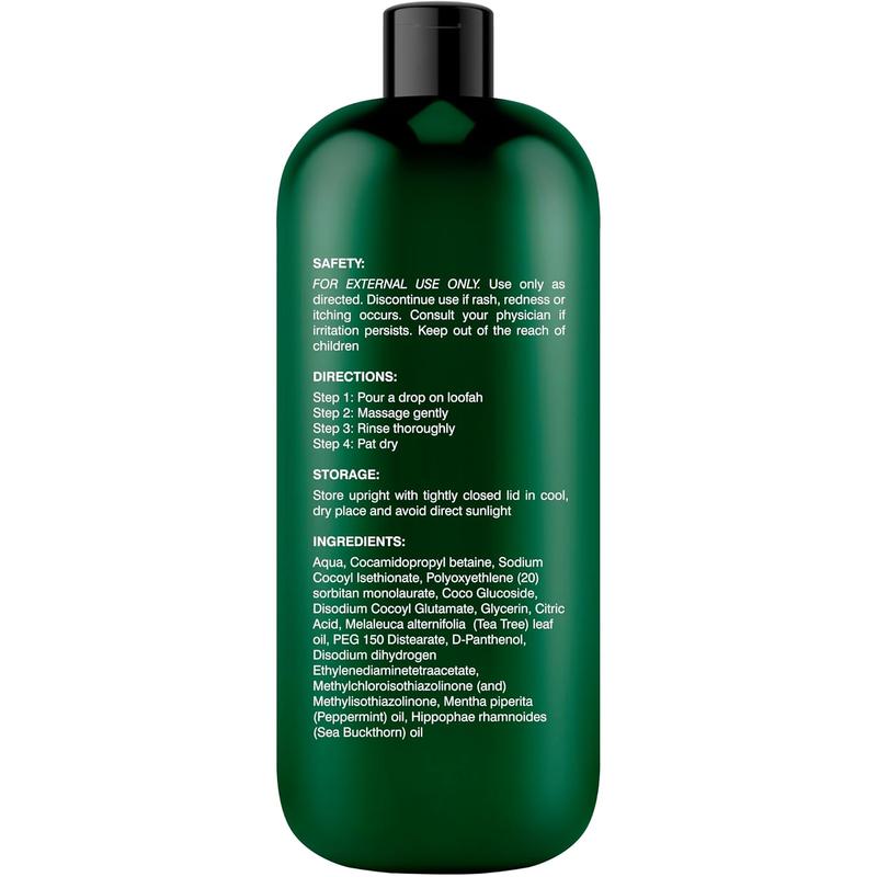 Tea Tree Body Wash Helps Nail Conditions Athletes Foot Ringworms Jock Itch & Body Odor Soothes Itching&Promotes Healthy Skin Naturally Scented 16fl oz