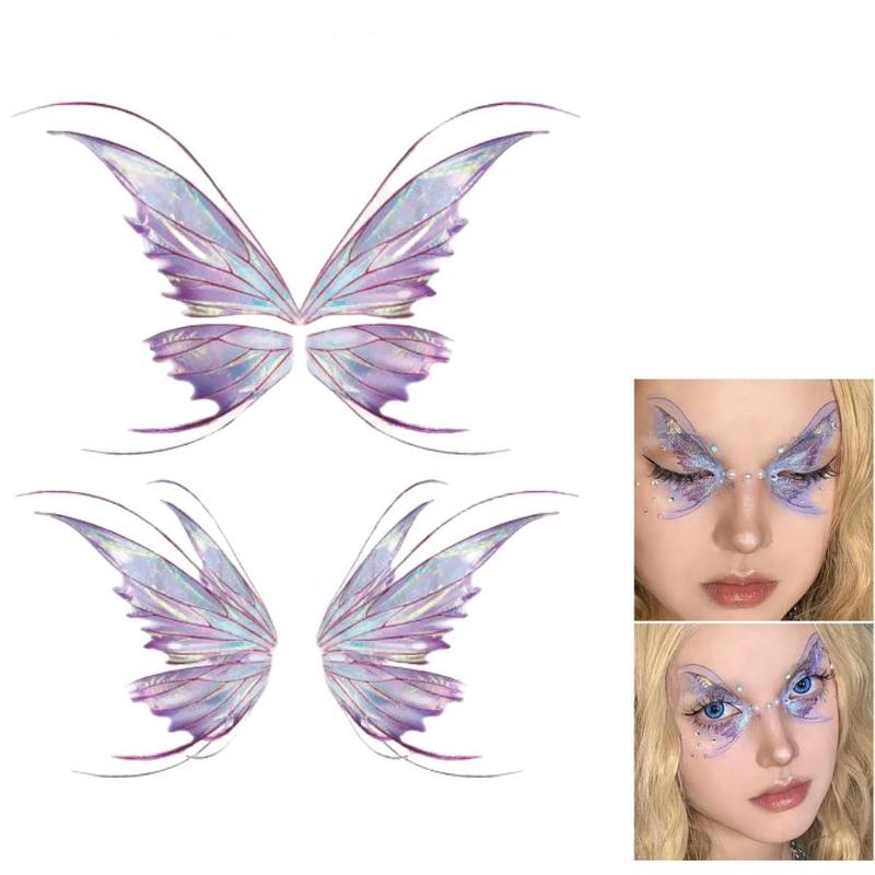 Fairy Butterfly Design Temporary Tattoo, Eyes Face Hand Body Art Fake Tattoo, Body Art Sticker for Women Makeup Dance Music Festival