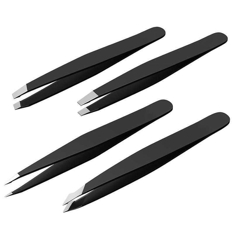 Eyebrow Tweezers Set, 6 Counts set Stainless Steel Eyebrow Tweezers with Curved Scissors, Professional Makeup Tools for Women & Men