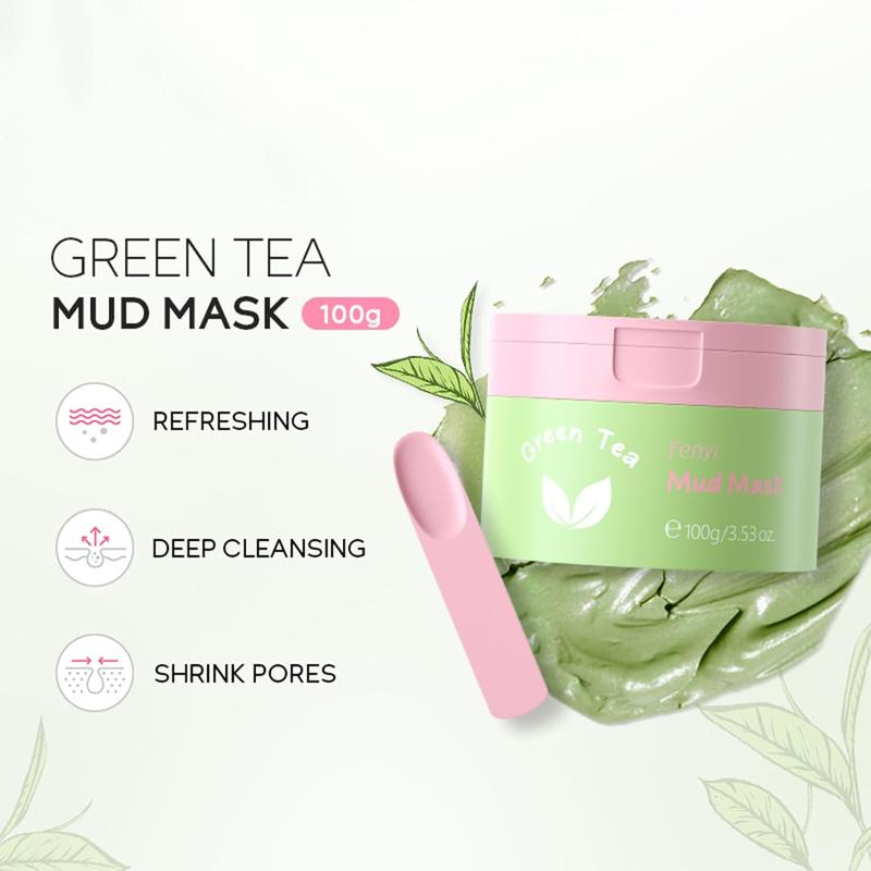 6-In-1 Korean Facial Skin Care Set Essential for Daily Moisturizing, Green Tea Skin Care Products: Eye Cream, Cleanser, Mud Mask, Toner, Hairbands and Facial Brushes for Daily Skincare Routine Set