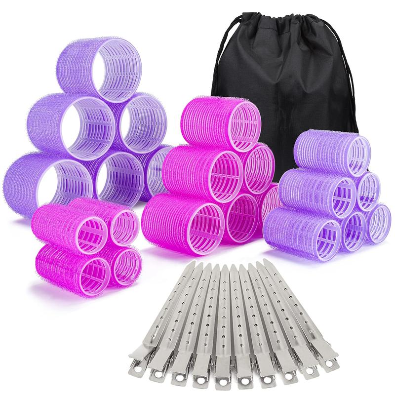 33 Count Hair Rollers set, Self Grip Hair Rollers for Long Medium Short Hair, Large Medium Hair Curler