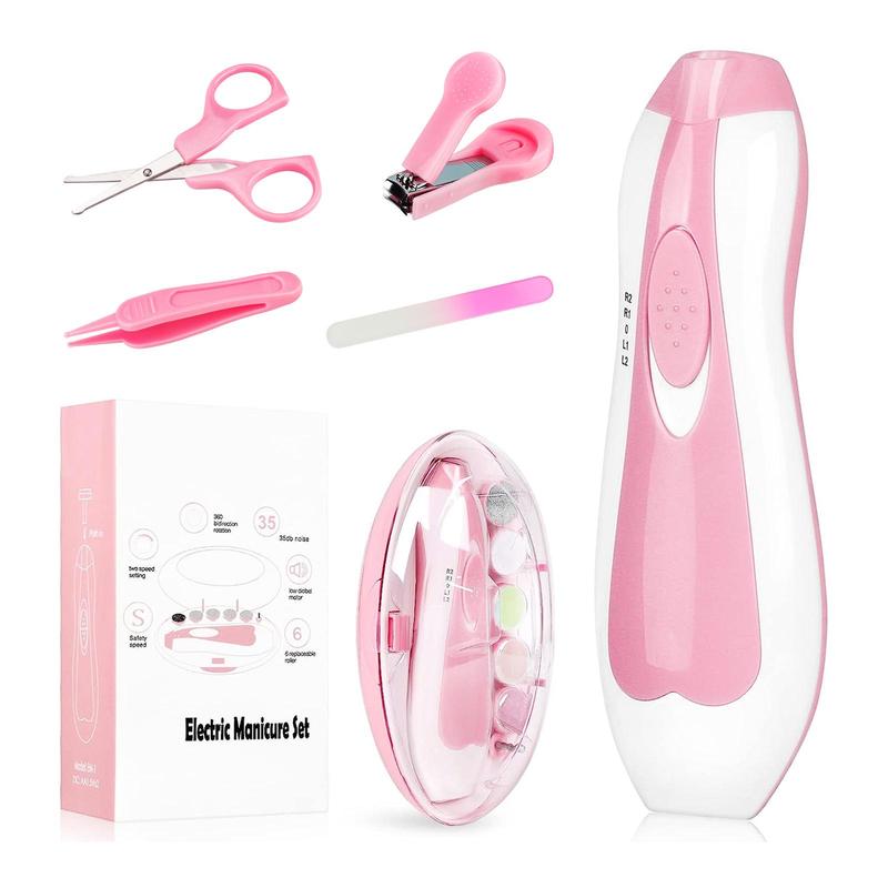 Electric Nail Trimmer, Battery-Powered Nail File Clippers with 4 Nail Care Set for Toenails Fingernails Polishing Trimming (Pink)