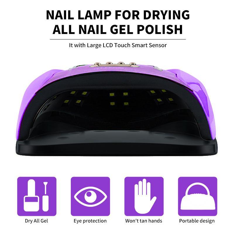 Nail Art UV Lamp, LED Dryer with 57 LEDs & 4 Timer Settings, LCD Display Auto Sensor Professional Nail Lamp for Nail Gel Polish, Suitable for Beginners, Nail Equipment, Nail Care