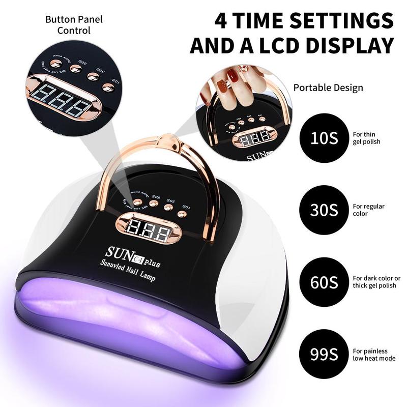 Nail Art UV Lamp, LED Dryer with 57 LEDs & 4 Timer Settings, LCD Display Auto Sensor Professional Nail Lamp for Nail Gel Polish, Suitable for Beginners, Nail Equipment, Nail Care