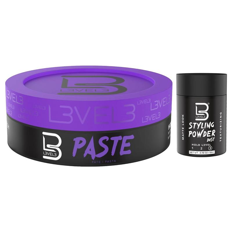 Level 3 Paste - Long-Lasting Hold - Improves Strength and Volume of Hair L3 - Protects Against Hair  - Level Three Men Styling Product (Sample Powder Included, Paste)