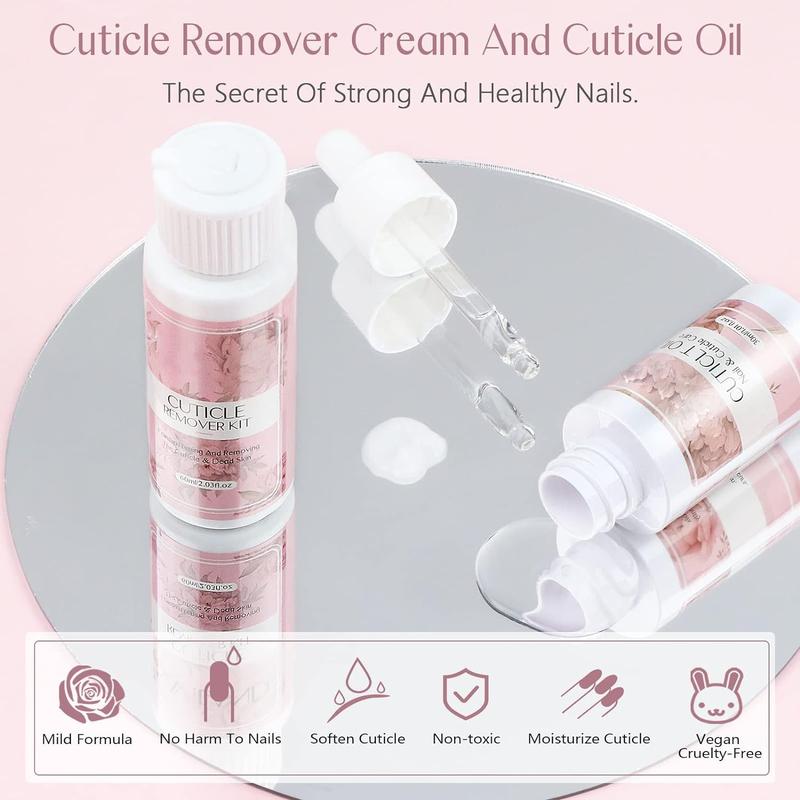 Cuticle Remover and Cuticle Oil Kit – Nail Care Kit with Cuticle Remover Liquid & 1.01 oz Cuticle Oil Cuticle Trimmer for Cuticle Softener & Moisturize Manicure Kit for Home Use Nail Art