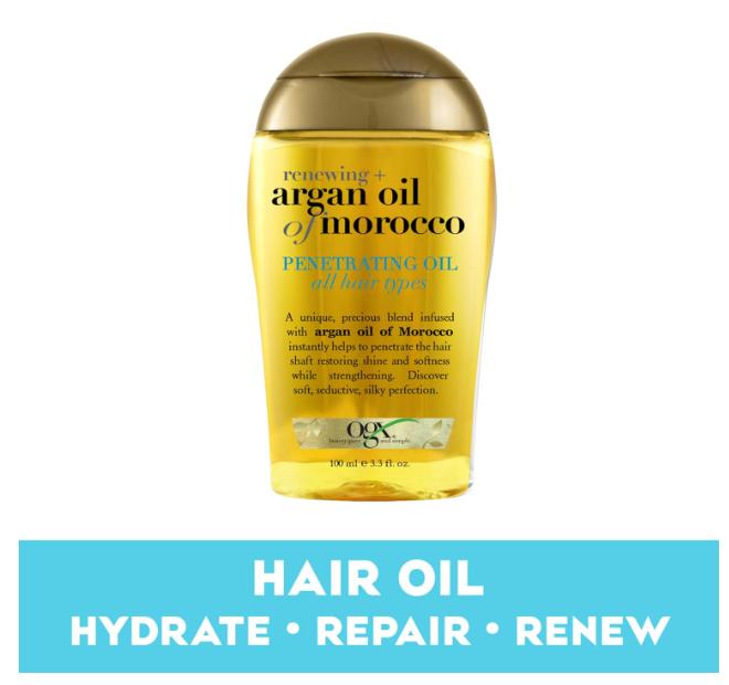 OGX Renewing + Argan Oil of Morocco Penetrating Hair Oil Treatment, Moisturizing & Strengthening Silky Oil for All Hair Types, Paraben-Free 3.3 fl oz