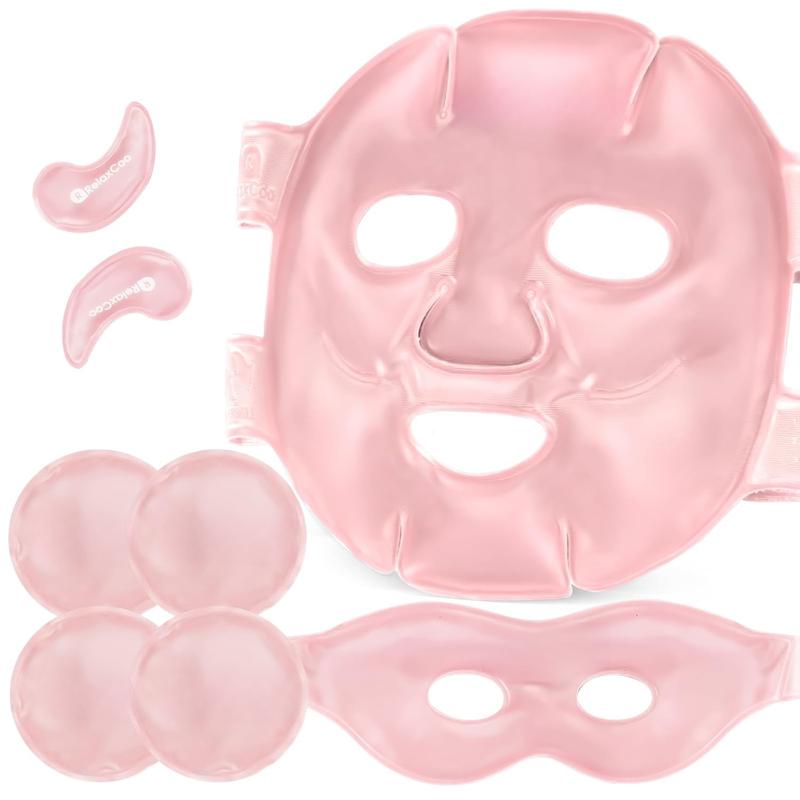 Ice Face Eye Mask for Dark Circles and Puffiness Cold Warm Compress, Gel Cold Cooling Face Mask Package for Women and Men, Migraines, ,  and Relaxation, Pink Skincare Daily