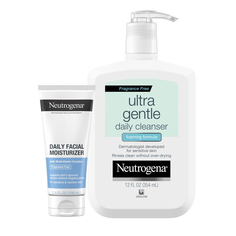 Neutrogena Skin's Vitals Balance Duo Ultra Gentle Foaming Facial Cleanser 12 fl. oz & Daily Facial Moisturizer, 3.4 fl. oz Hydrating Moisture