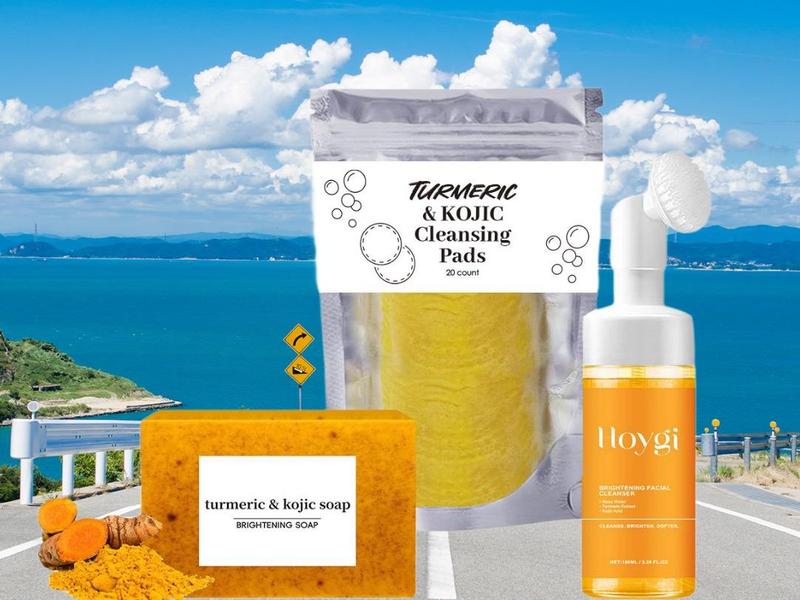 3pcs Turmeric Wash and Care Three Piece Set, Turmeric Tablets, Turmeric Cleansing Mousse, Turmeric Soap Facial Cleansing Skincare Facial Cleansing Cleanser