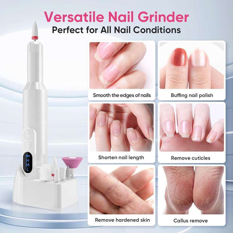 Portable Electric Nail Drill, 1 Box Electrical Professional Nail File Kit with 6 Nail Drill Bits, Manicure Pedicure Polishing Shape Tools