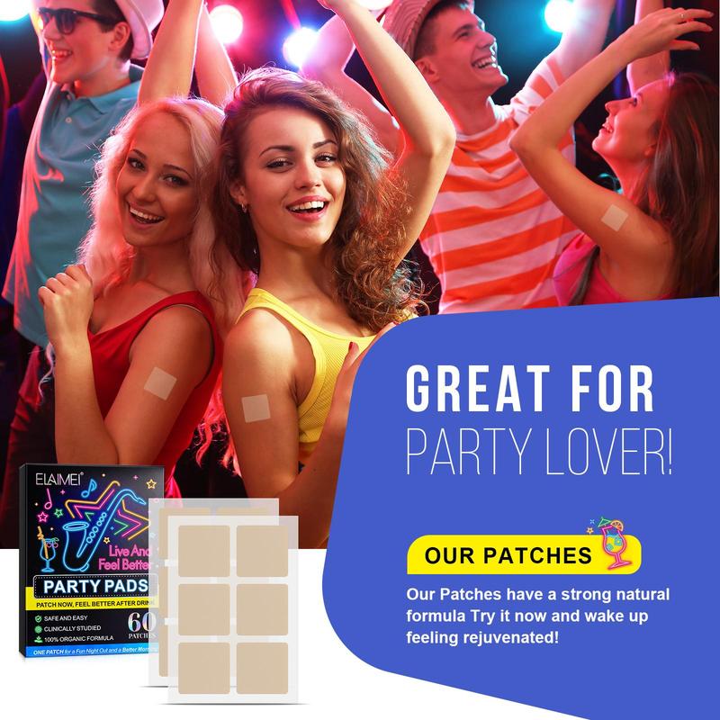 Party Stickers, 60pcs box Professional Party Patch for Live and Feel Better After Drinking, Portable Body Care Patches for Men & Women