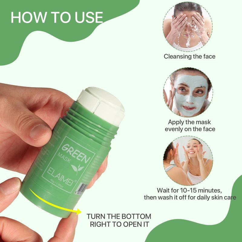 Eaimei 3PCS Green Tea Deep Cleansing Mask for Face, Moisturizing,Reduce Blackheads for All Skin Types, Oil Control for Women and Men