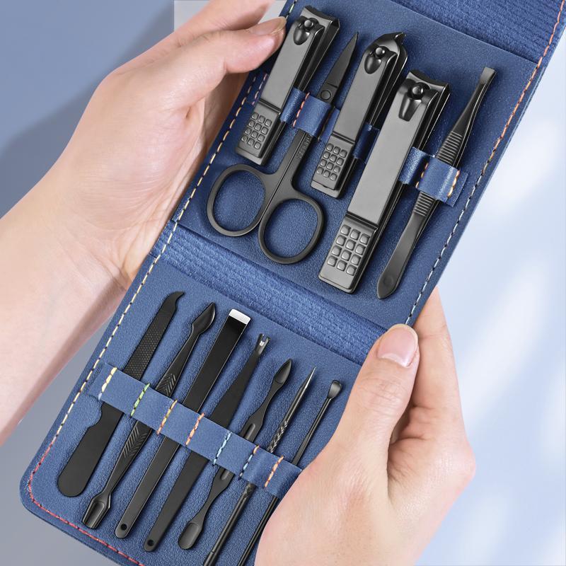 12pcs Manicure Set with Pouch, Nail Clipper & Tweezers, Professional Nail Clipper Set, Portable Travel Nail Clipper Set