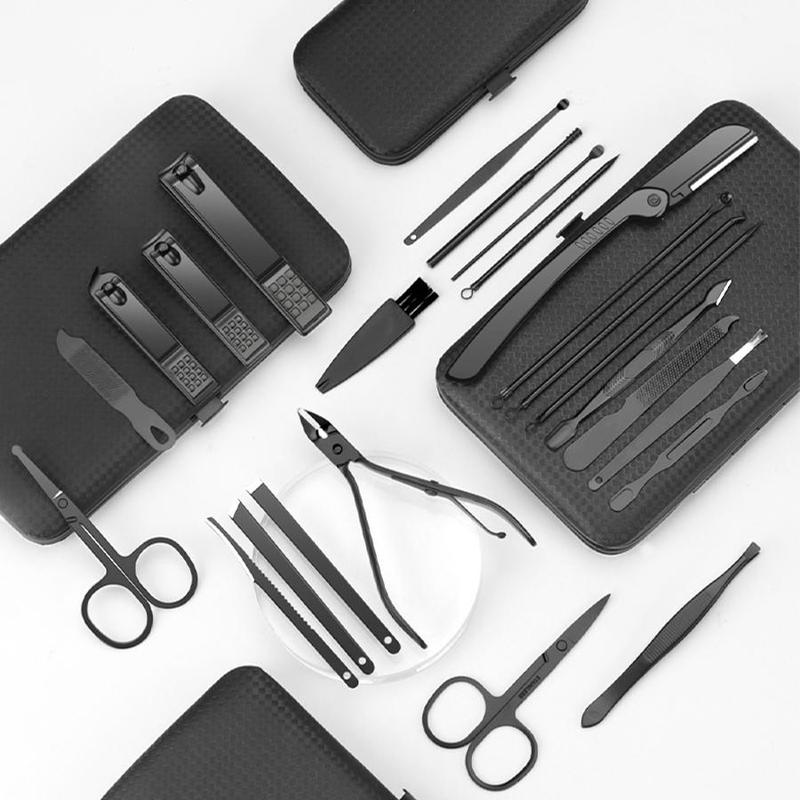 Professional Manicure Tools Set, 24 Pieces Stainless Steel Fingernail Toenail Clipper Set with Storage Case, Portable Pedicure Tool Kit for Home & Travel