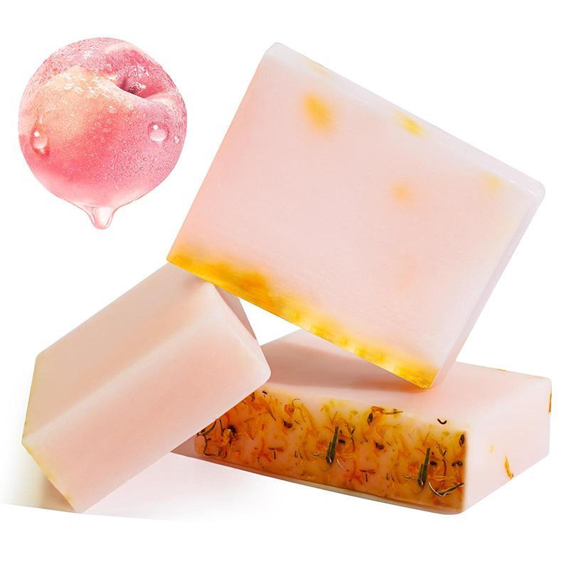 Peach Flavor Skincare Soap Bar, 1 2 3 Boxes Moisturizing Body Care Soap with Random Color Foaming Net, Gentle Care Soap for Women