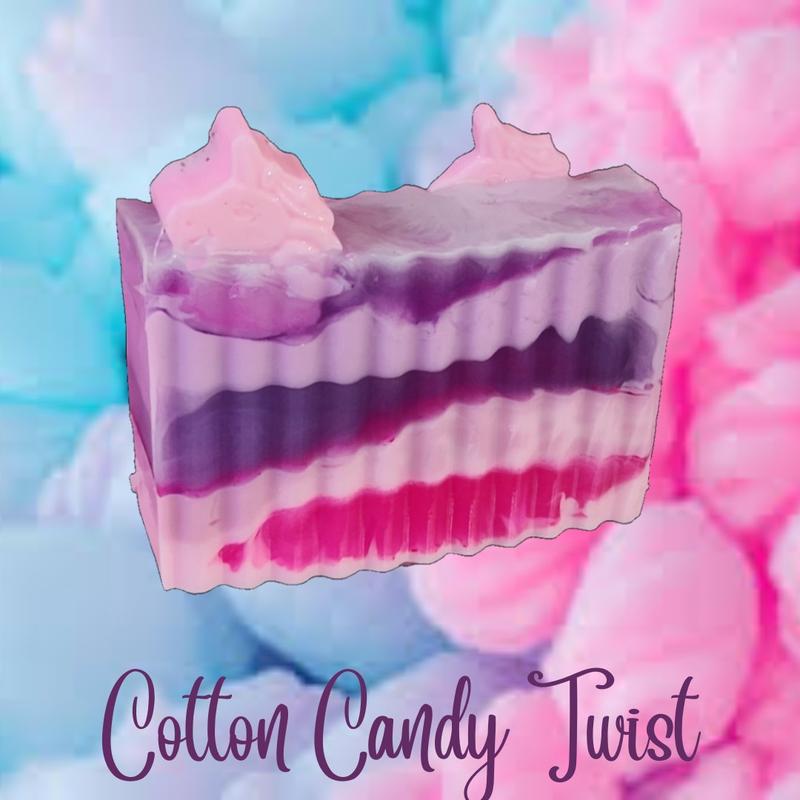 Cotton Candy Twist Handmade All Natural Goat Milk & Shea Butter Soap Makeup Brush Cleaner. Cute Handcrafted Soap. Yoni Soap Bar feminine