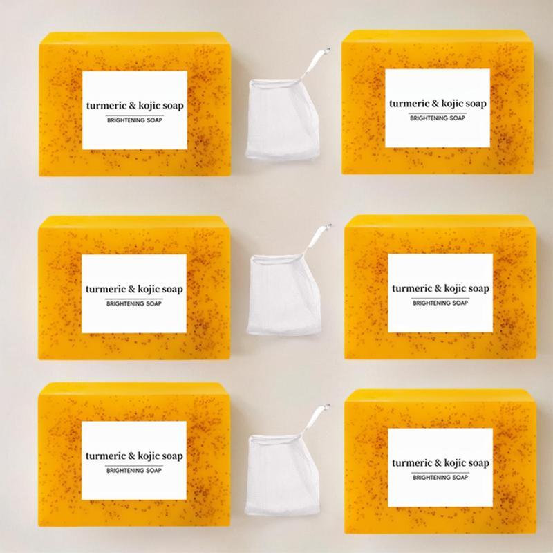 Lemon Turmeric & Kojic Acid Soap BarFace &Body Wash, Dark Spot Reducer,Daily SkinCleanser Sets for Acne-proneSkin, MoisturizingGentle Kojic Acid SoapBar Set with Soap SaverBags, Halloween