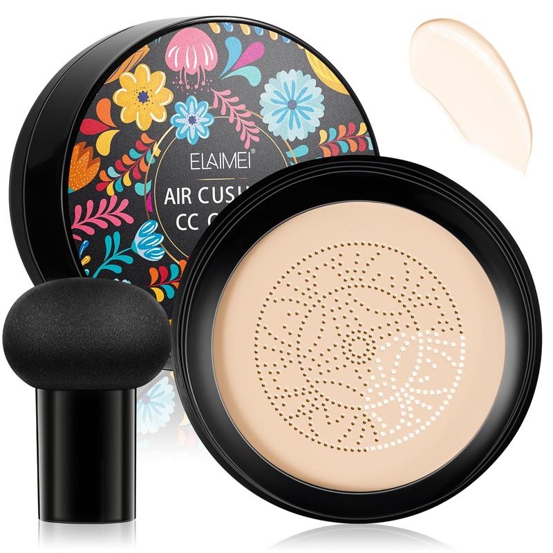 Mushroom Head Air Cushion CC Cream, Long Lasting Moisturizing Foundation, Lightweight Concealer Foundation, Full Coverage Flawless Makeup Cream