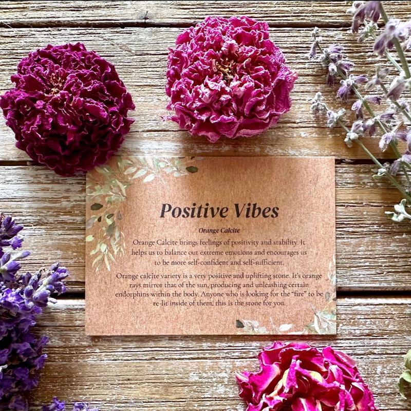 Positive Vibes Floral Crystal Gift Box, Mental Health Self-Care Package, Organic Love and Support Basket, Stress Relief Body Care